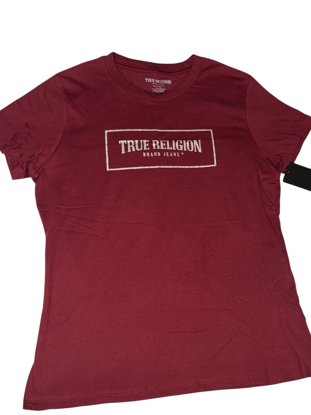 True Religion Burgundy Crewneck Logo Tee